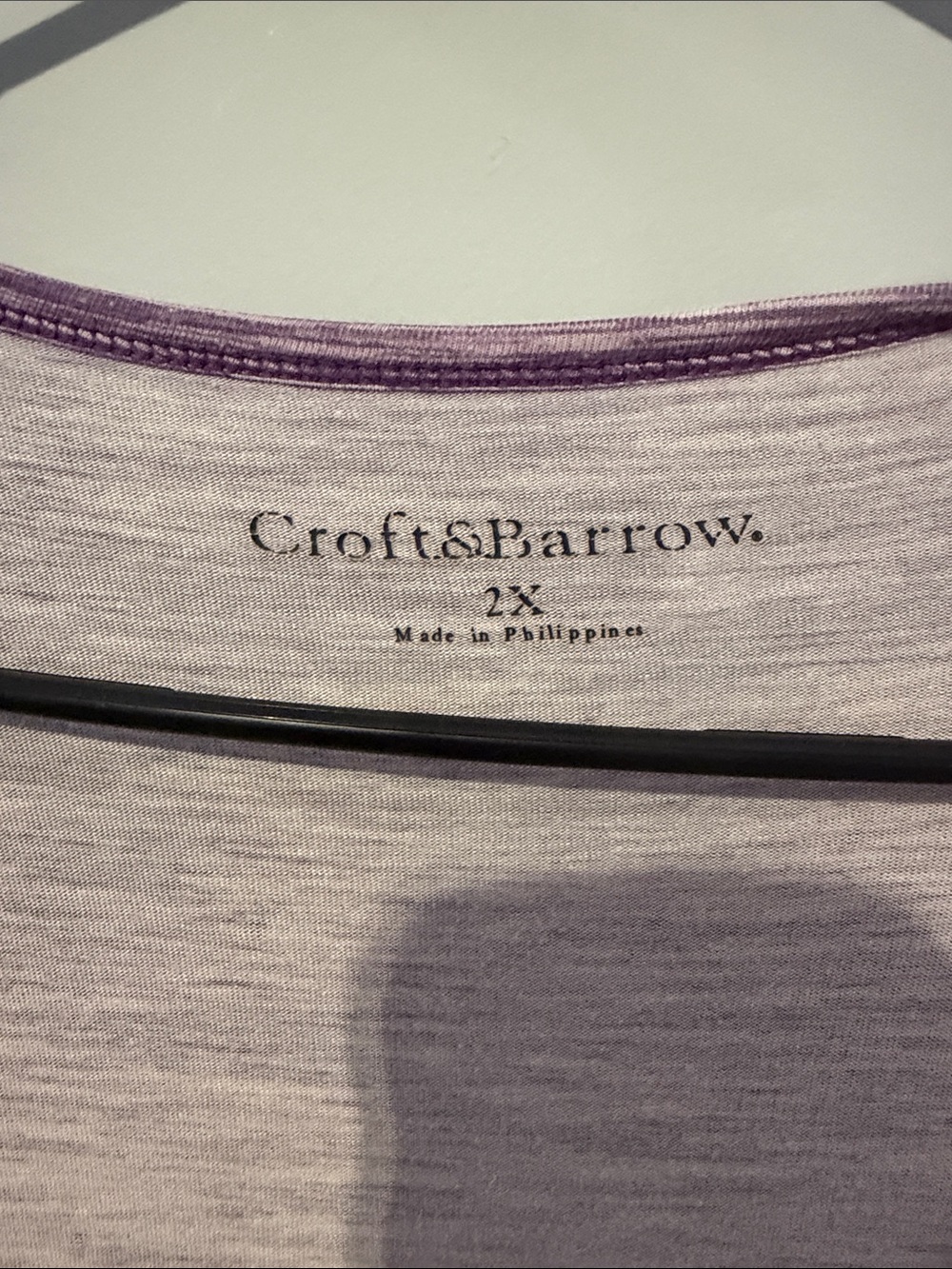 croft & barrow Purple Space-Dye V-Neck Long Sleeve Tee - Picture 2 of 2
